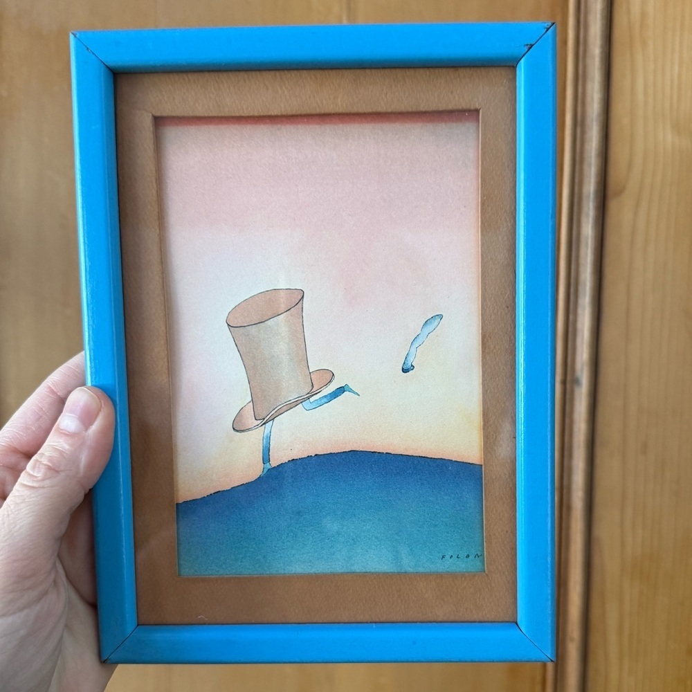 Vintage artist Folon "le chapelier d'Alice" / "Alice's hatter" / "Der Hutmacher” - Picture 1 of 7
